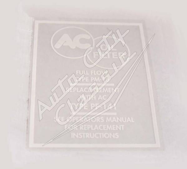 Auto City Classic - 1958 Chevrolet Oil Filter AC TYPE PF-141 Canister Decal