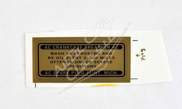1958 Chevrolet Crank Case Breather Decal