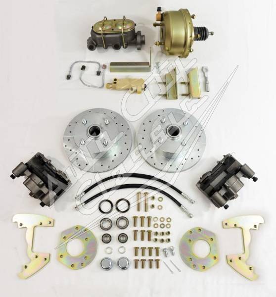 Auto City Classic - 1964-1966 Ford Mustang 6 Cylinder 4 Lug Original Wheels and Rims Complete Front Disc Brake Conversion Kit- Gold