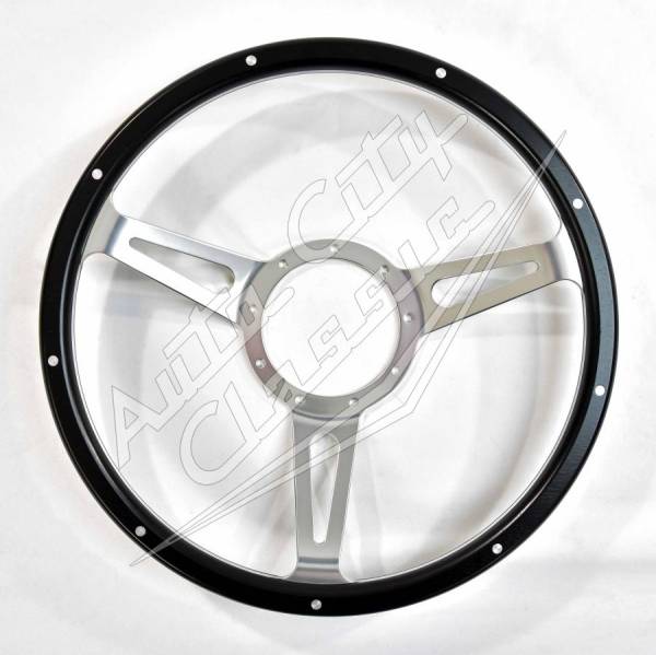 Auto City Classic - Black Woody Rivet GT Style Steering Wheel SC1430WB