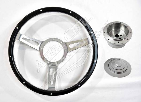 Auto City Classic - Black Woody Rivet GT Style Steering Wheel Kit SC1430WB-R/S