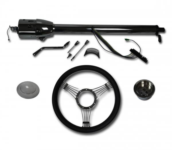Auto City Classic - 32" Street / Hot Rod Chrome Stainless Automatic Tilt Steering Column with Banjo Wheel Kit SC7003-CBLKB