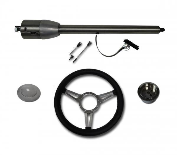 Auto City Classic - 30" Street / Hot Rod Stainless Floor Shift Tilt Steering Column with 3 Spoke GT Wheel Kit SC7006C/P-1430