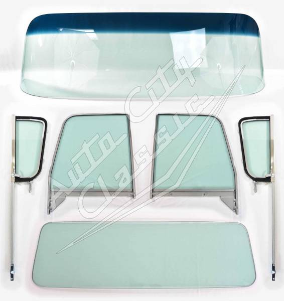 Auto City Classic - 1955-1959 Chevrolet / GMC Cab Complete Glass Package Small Back with Post Assembled Side Glass Set CG-CVY-55-59-PU-A-SSAP