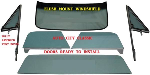 Auto City Classic - 1967-1972 Chevrolet / GMC Pickup Complete Flush Mount Glass Package Post Assembled Side Glass Set CG-CVY-67-72-PU-B-NM-SSAP