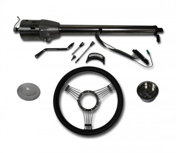 Auto City Classic - 30" Street / Hot Rod Stainless Column Shift Tilt Steering Column with Banjo Wheel Kit SC7002C/P-1411