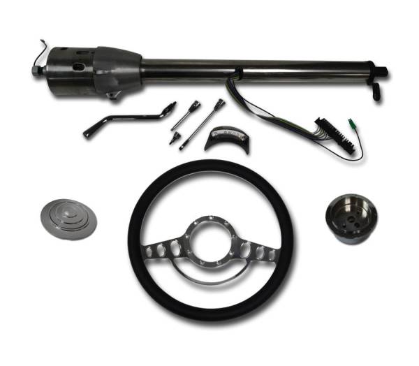 Auto City Classic - 30" Street / Hot Rod Stainless Column Shift Tilt Steering Column with Impala Wheel Kit SC7002C/P-1412