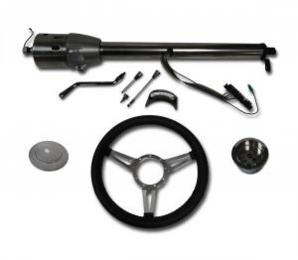 Auto City Classic - 30" Street / Hot Rod Stainless Column Shift Tilt Steering Column with 3 Spoke GT Wheel Kit SC7002C/P-1430