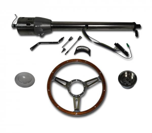 Auto City Classic - 30" Street / Hot Rod Stainless Column Shift Tilt Steering Column with Woody Wheel Kit SC7002C/P-1430W/1530W