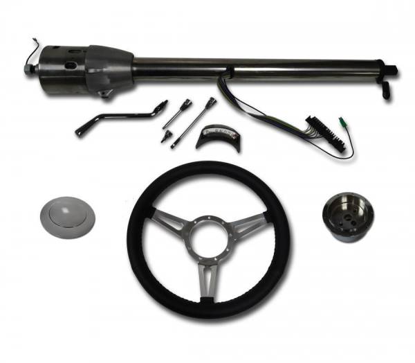 Auto City Classic - 32" Street / Hot Rod Stainless Column Shift Tilt Steering Column with 3 Spoke GT Wheel Kit SC7003C/P-1430