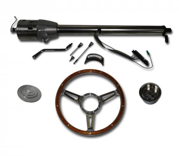 Auto City Classic - 32" Street / Hot Rod Stainless Column Shift Tilt Steering Column with Woody Wheel Kit SC7003C/P-1430W/1530W
