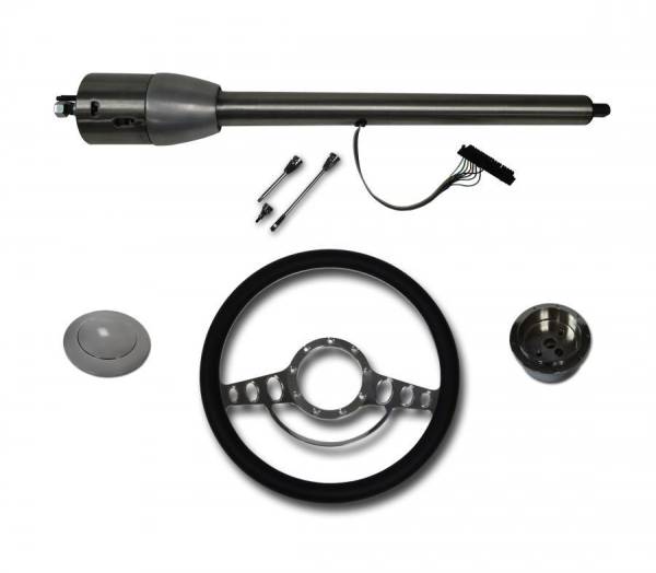 Auto City Classic - 30" Street / Hot Rod Stainless Floor Shift Tilt Steering Column with Impala Wheel Kit SC7006C/P-1412