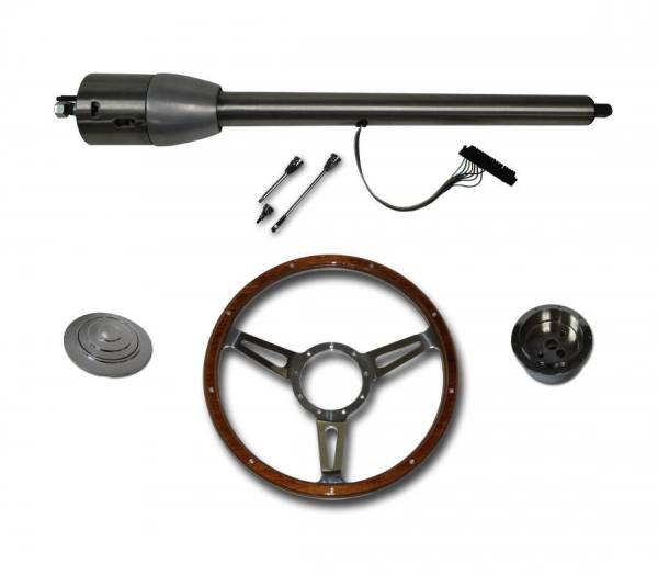 Auto City Classic - 30" Street / Hot Rod Stainless Floor Shift Tilt Steering Column with Woody Wheel Kit SC7006C/P-1430W/1530W