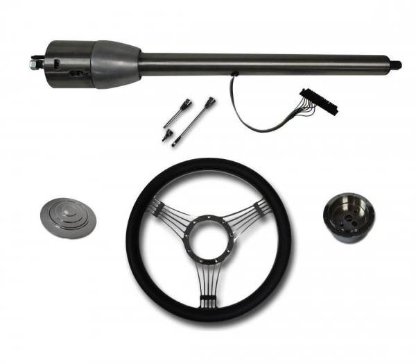 Auto City Classic - 32" Street / Hot Rod Stainless Floor Shift Tilt Steering Column with Banjo Wheel Kit SC7007C/P-1411