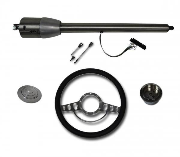 Auto City Classic - 32" Street / Hot Rod Stainless Floor Shift Tilt Steering Column with Impala Wheel Kit SC7007C/P-1412