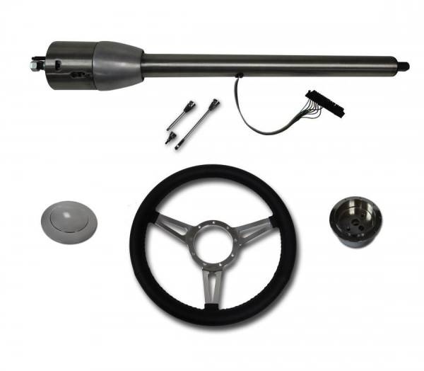 Auto City Classic - 32" Street / Hot Rod Stainless Floor Shift Tilt Steering Column Floor Shift with 3 Spoke GT Wheel Kit SC7007C/P-1430