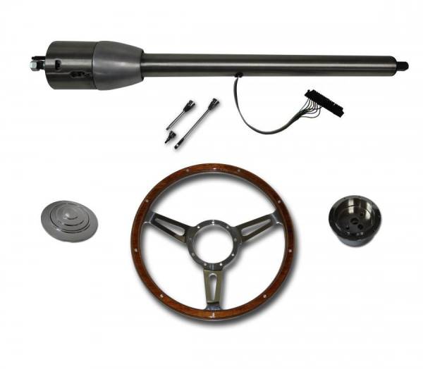 Auto City Classic - 32" Street / Hot Rod Stainless Floor Shift Tilt Steering Column with Woody Wheel Kit SC7007C/P-1430W/1530W