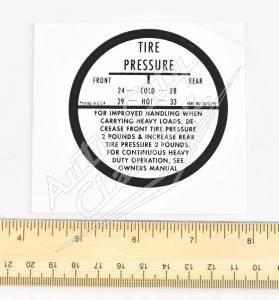 Auto City Classic - 1958 Chevrolet Tire Pressure Inflation Decal - Image 2