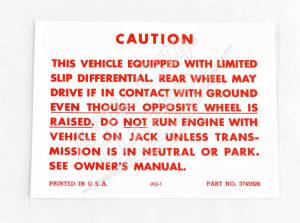 1957-1964 Chevrolet Passenger Cars Positraction Caution Sheet