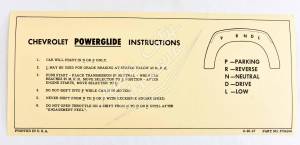 1958 Chevrolet Powerglide Transmission Operation Instructions Sleeve