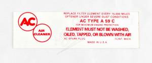 1958-1961 Chevrolet Air Cleaner Decal