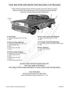Auto City Classic - 1958 Chevrolet Biscayne 4 Door Sedan Side Molding Clip Set - Image 8