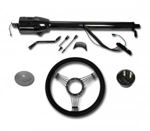 Auto City Classic - 30" Street / Hot Rod Chrome Stainless Column Shift Tilt Steering Column with Banjo Wheel Kit SC7002-CBLKB - Image 2