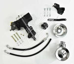 1955-1957 Chevrolet Small Block 500 Series Power Steering Conversion Front Mount Chrome 5557PSC500-FM-C