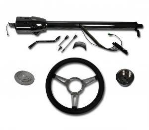 Auto City Classic - 32" Street / Hot Rod Chrome Stainless Column Shift Tilt Steering Column with 3 Spoke GT Wheel Kit SC7003-CSPKBLK - Image 2