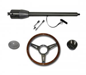 Auto City Classic - 30" Street / Hot Rod Stainless Floor Shift Tilt Steering Column with Woody Wheel Kit SC7006C/P-1430W/1530W - Image 2