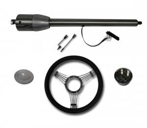Auto City Classic - 32" Street / Hot Rod Stainless Floor Shift Tilt Steering Column with Banjo Wheel Kit SC7007C/P-1411 - Image 2
