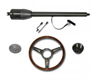 Auto City Classic - 32" Street / Hot Rod Stainless Floor Shift Tilt Steering Column with Woody Wheel Kit SC7007C/P-1430W/1530W - Image 2